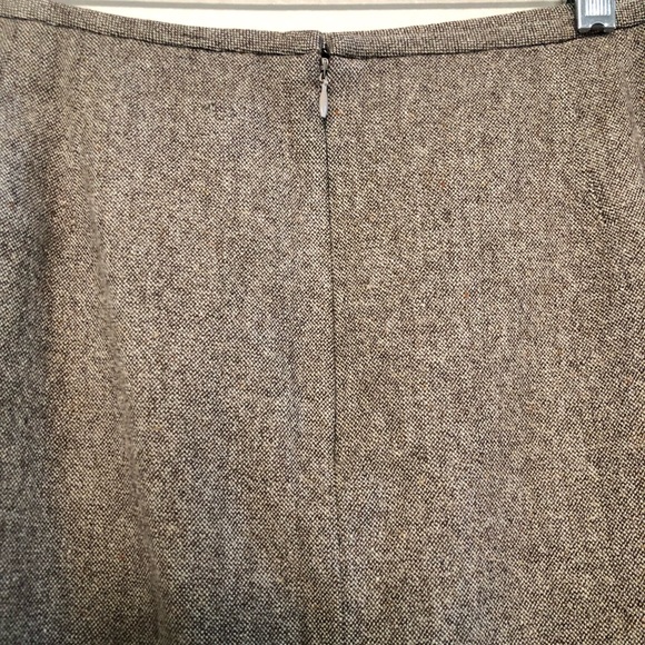 Ann Taylor Virgin Wool Blend Brown Tweed A-Line Flounce Hem Size 16 - Picture 6 of 14